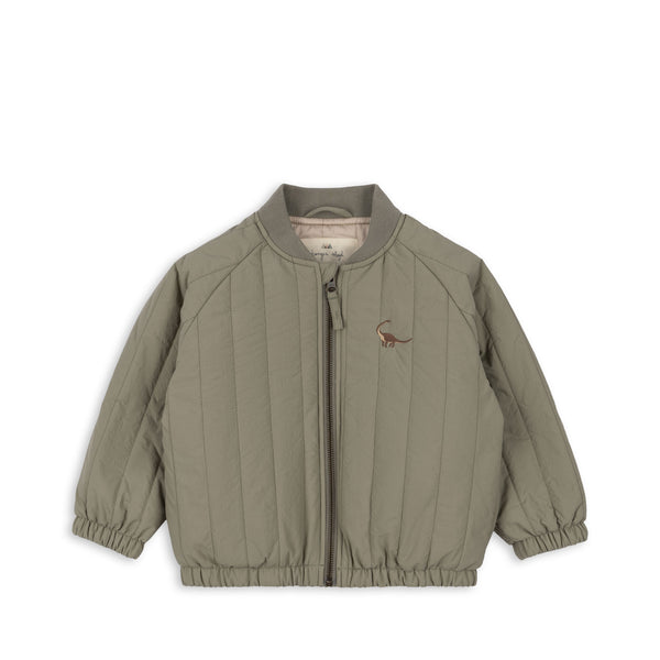 Juno Dino Embroidered Quilted Bomber Jacket (Laurel)