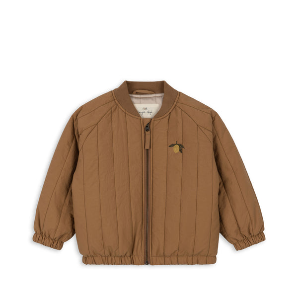 Juno Lemon Embroidered Quilted Bomber Jacket (Tobacco)