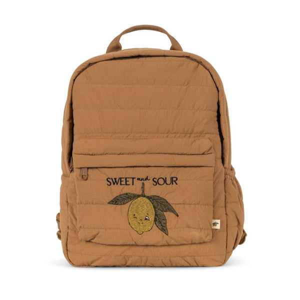 Juno Embroidered Lemon Quilted Backpack (Tobacco)