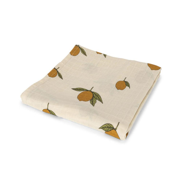 Lemon Print Large Organic Cotton Muslin Swaddle