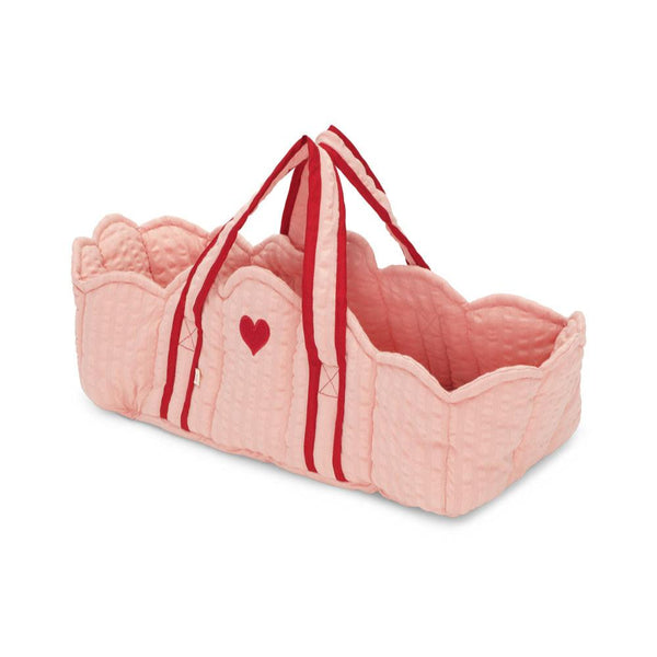 Heart Embroidered Dolls Quilted Carrier Moses Basket (Mellow Rose)