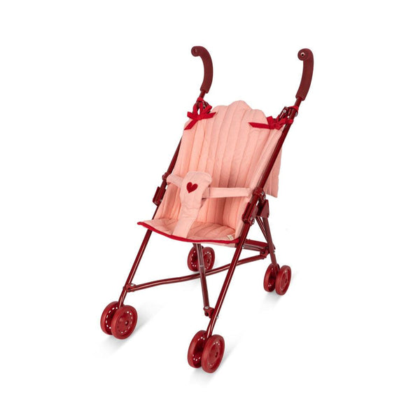 Heart Embroidered Cotton Quilted Dolls Stroller (Mellow Rose)