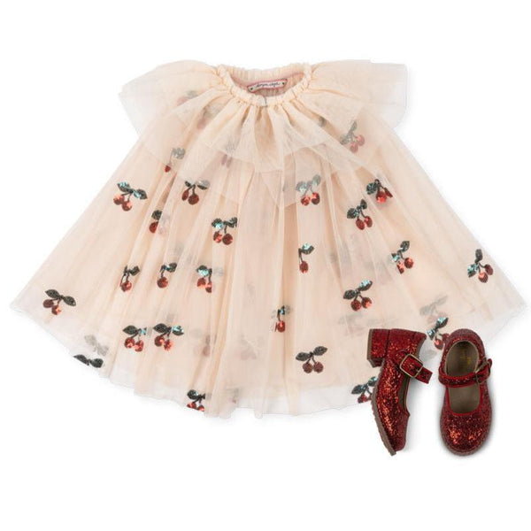 Cherry Embroidered Cape and Glitter Shoes Dress Up Set