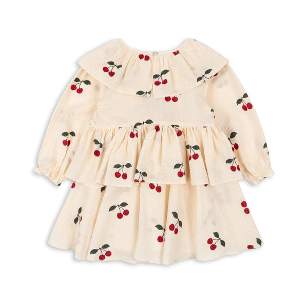 Lunella Cherry Print Long Sleeve Ruffle Frill Party Dress