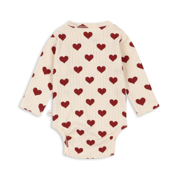 Minnie Love Heart Print Cotton Pointelle Wrapover Bodysuit