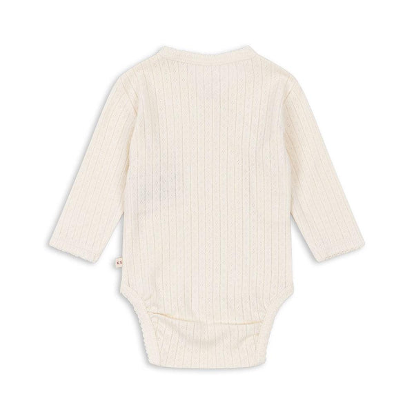 Minnie Cotton Pointelle Newborn Wrapover Bodysuit (Antique White)