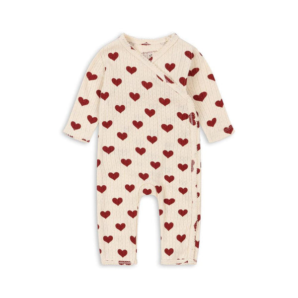 Minnie Love Heart Print Cotton Pointelle Onesie