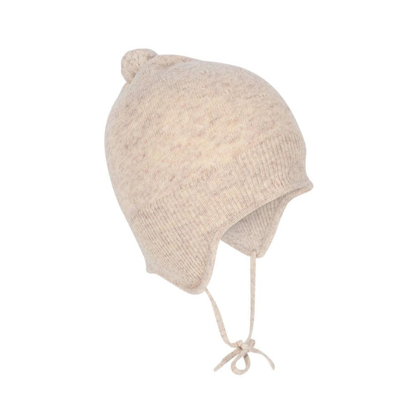 Mino Woollen Pointelle Knitted Baby Bonnet (Off White)