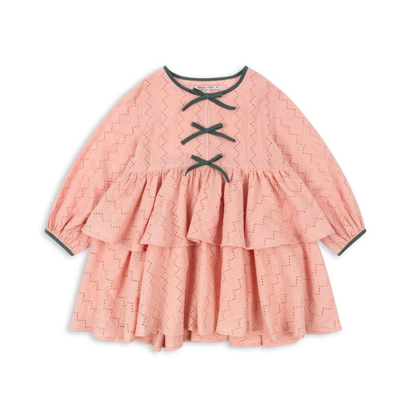 Rilla Bow Front Ruffle Cotton Dress (Mellow Rose)