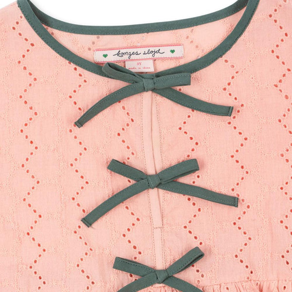 Rilla Bow Front Ruffle Cotton Dress (Mellow Rose)