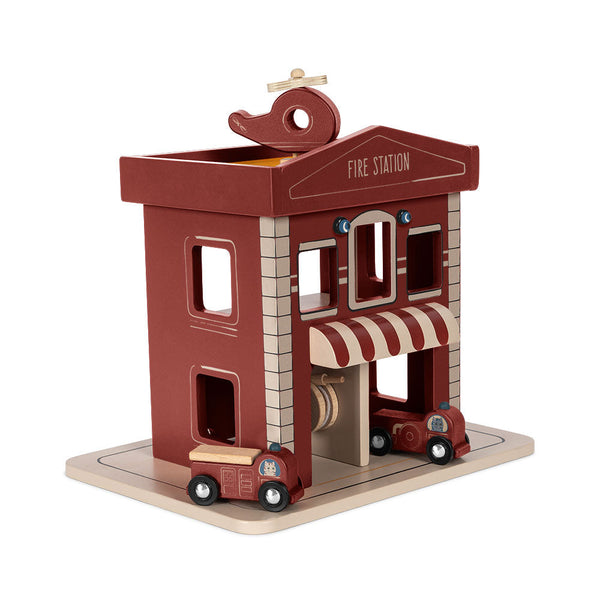 Multi-Tiered Wooden Toy Fire Station