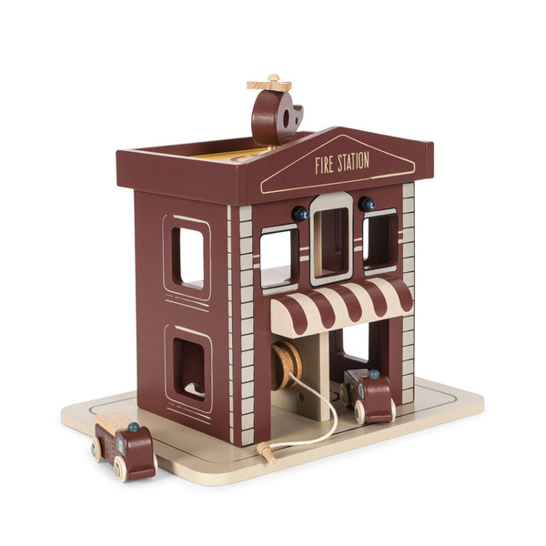 Multi-Tiered Wooden Toy Fire Station