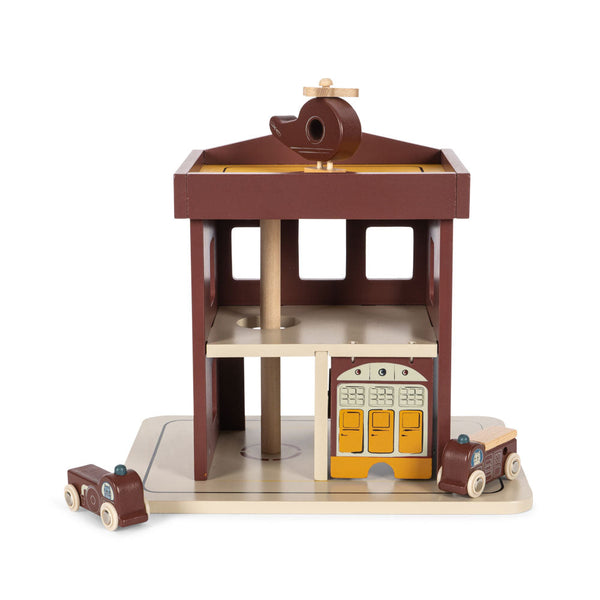 Multi-Tiered Wooden Toy Fire Station