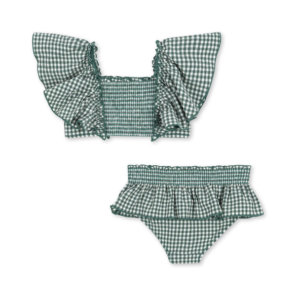 Fresia Frilled Gingham Bikini (Smoke Pine)