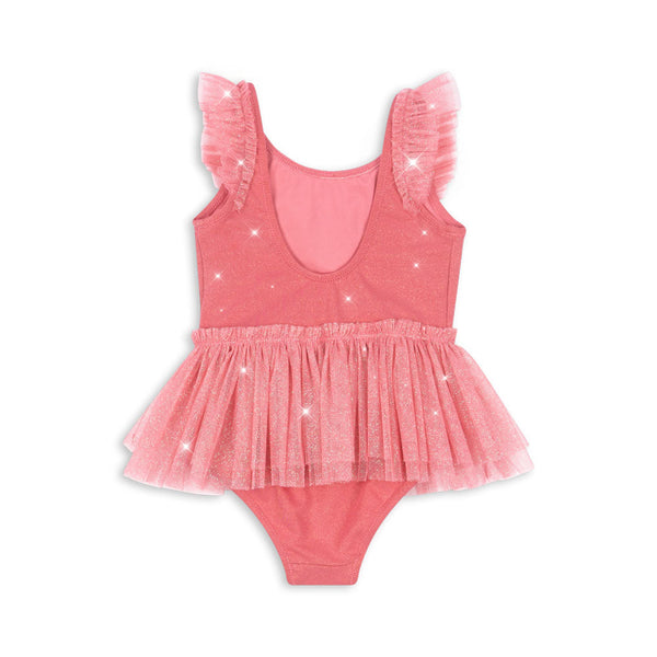 Amandine Strawberry Print Glittery Tutu Swimsuit