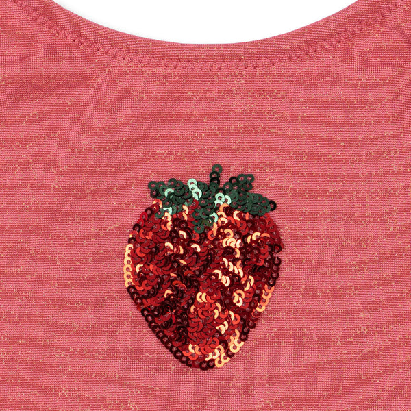 Amandine Strawberry Print Glittery Tutu Swimsuit