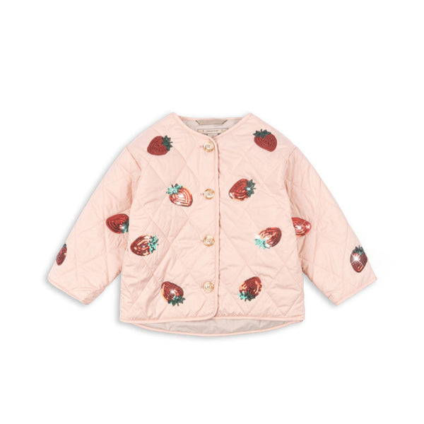 Flora Strawberry Print Sequin Quilted Jacket