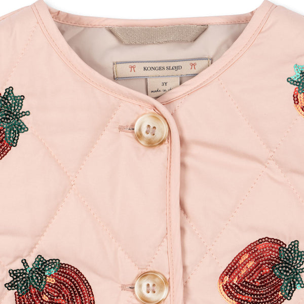 Flora Strawberry Print Sequin Quilted Jacket