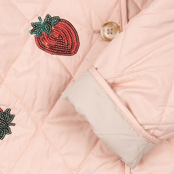 Flora Strawberry Print Sequin Quilted Jacket