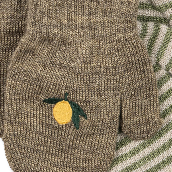 Filla Wool Blend Lemon + Stripe Print Mittens Pack of 2
