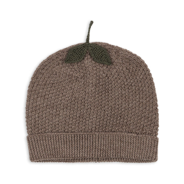 Fruity Merino Wool Knitted Beanie (Bunny Brown Melange)