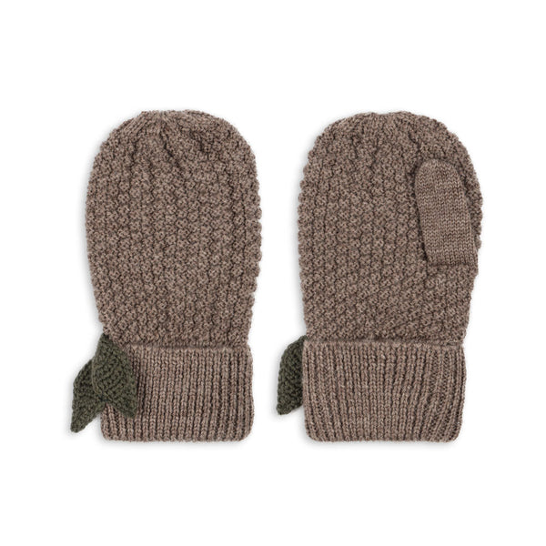 Fruity Merino Wool Knitted Mittens (Bunny Brown Melange)