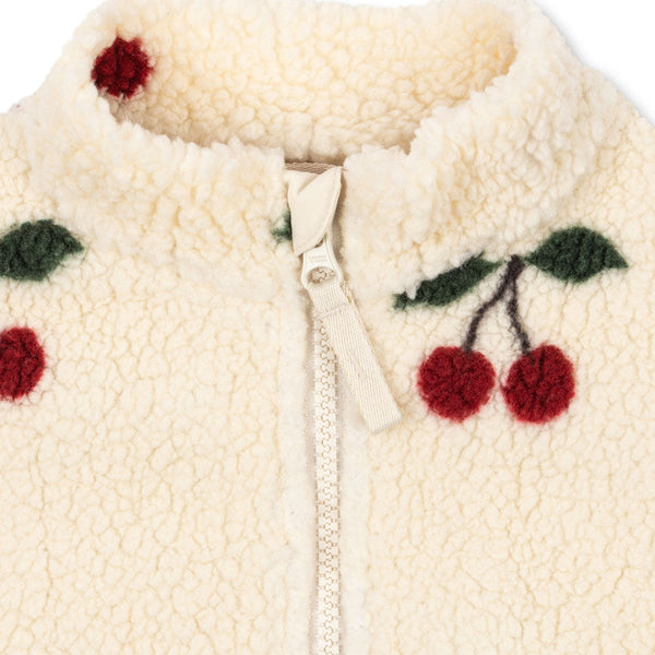Jody Cherry Print Teddy Borg Fleece Jacket (Ma Grande Cerise)