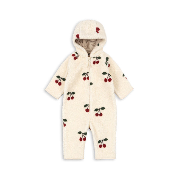 Jody Cherry Print Borg Zip Up Pramsuit Onesie (Ma Grande Cerise)