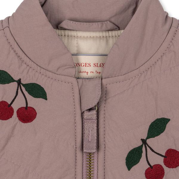 Juna Cherry Embroidered Quilted Peplum Bomber Jacket (Twilight Mauve)