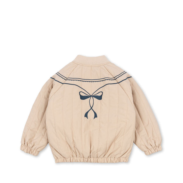 Juno Bow Print Quilted Bomber Jacket (Smoke Gray)