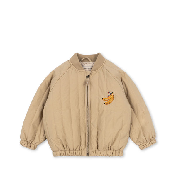 Juno Banana Print Quilted Bomber Jacket (Travertine)