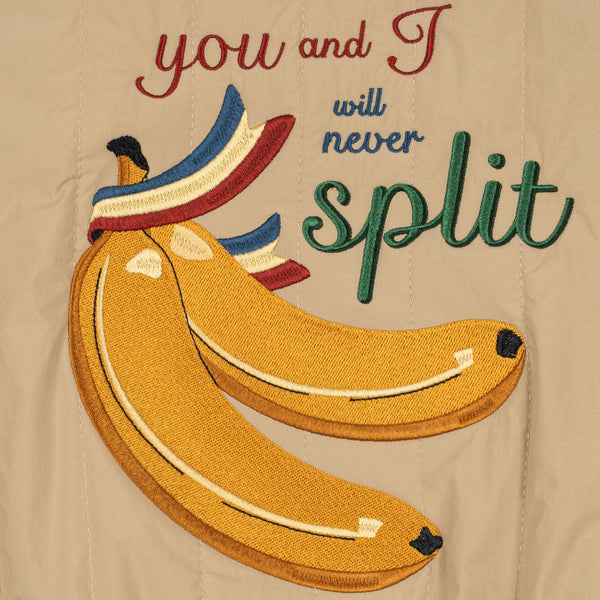 Juno Banana Print Quilted Bomber Jacket (Travertine)