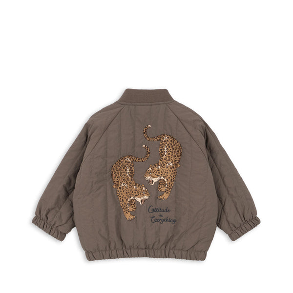 Juno Tiger Print Quilted Bomber Jacket (Walnut)