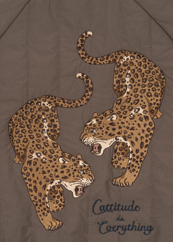 Juno Tiger Print Quilted Bomber Jacket (Walnut)