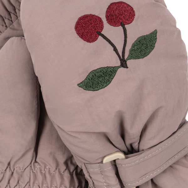 Juno Cherry Embroidered Quilted Mittens (Twilight Mauve)
