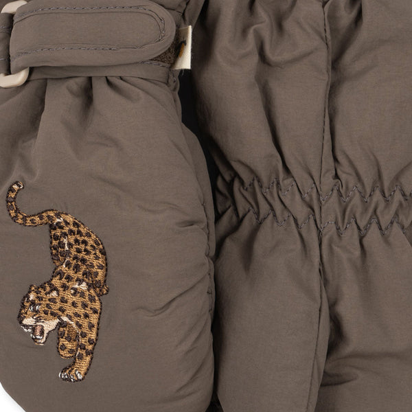 Juno Tiger Embroidered Quilted Mittens (Walnut)