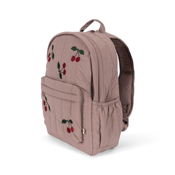 Juno Embroidered Cherry Quilted Midi Backpack (Twilight Mauve)