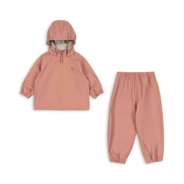 Plainy Rain Cherry Outdoor Jacket and Trouser Set (Cameo Pink)