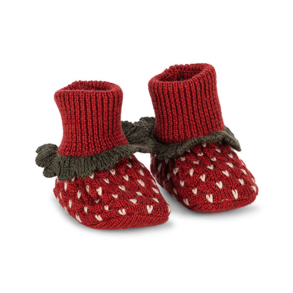 Strawberry Merino Wool Baby Booties (True Red)