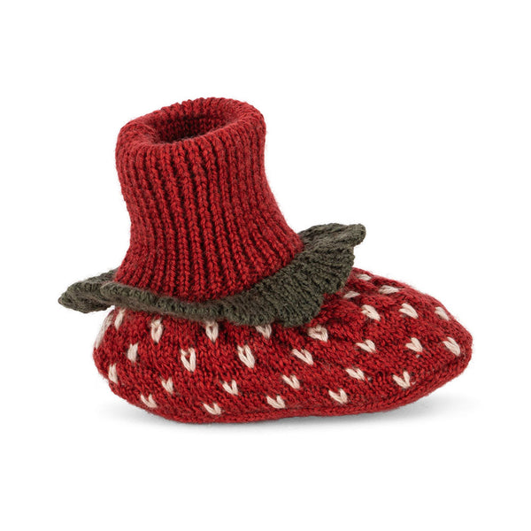 Strawberry Merino Wool Baby Booties (True Red)