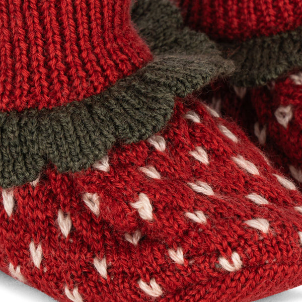 Strawberry Merino Wool Baby Booties (True Red)