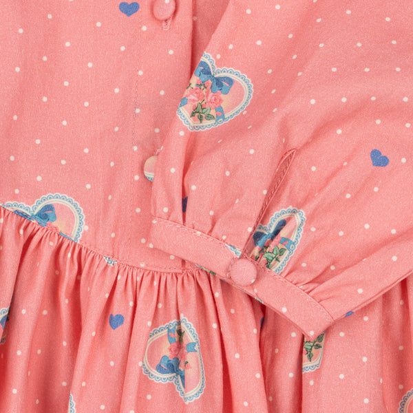 Coeur Collar Floral Cotton Long Sleeve Dress (Cher Coeur Rose)