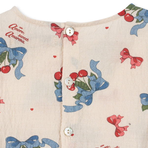 Elin Cherry Print Frilled Long Sleeve Dress (Amarena)