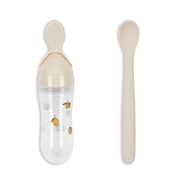Lemon Print Silicone Food Feeding Spoon Set