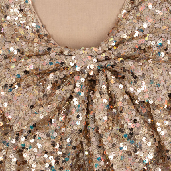 Lila Long Sleeved Sequinned Party Dress (Gold Glitter)