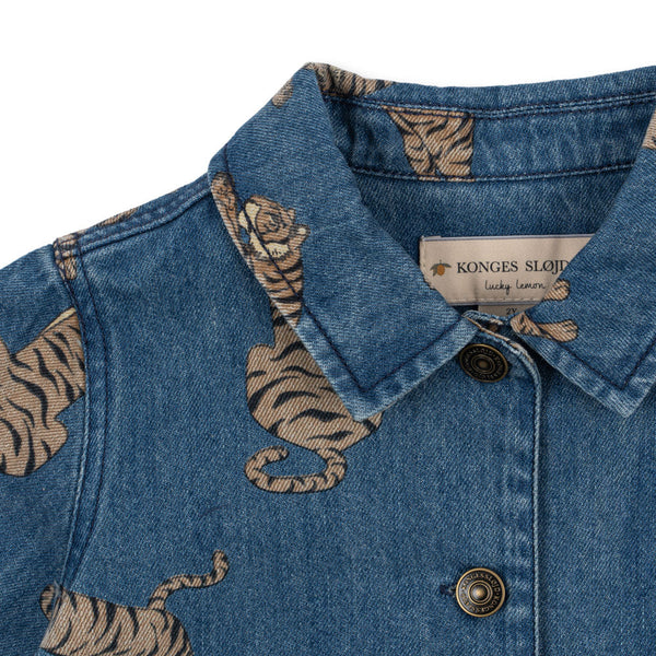 Magot Tiger Print Cotton Denim Jacket