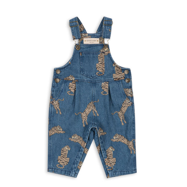 Magot Tiger Print Cotton Denim Dungarees