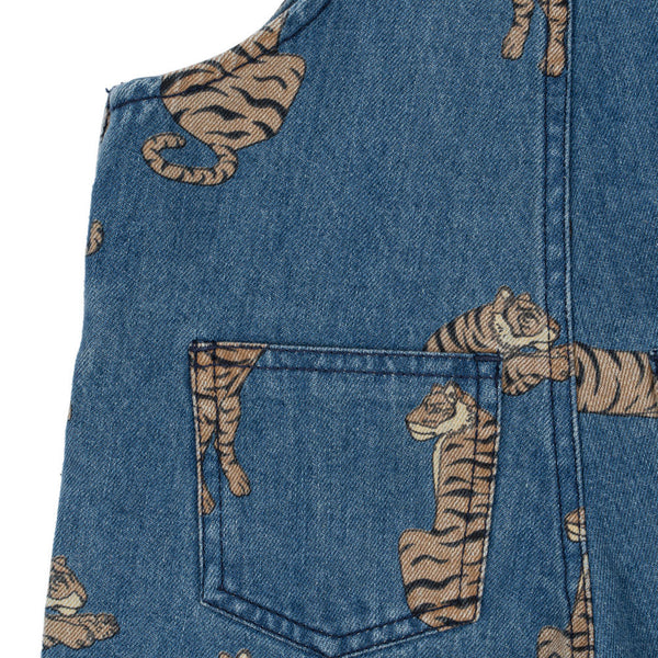Magot Tiger Print Cotton Denim Dungarees