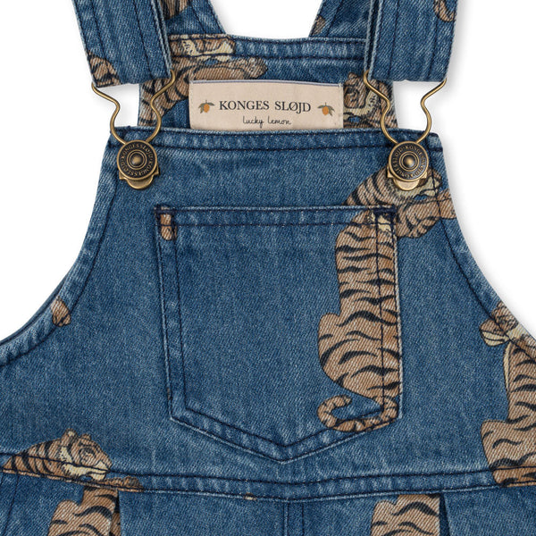 Magot Tiger Print Cotton Denim Dungarees