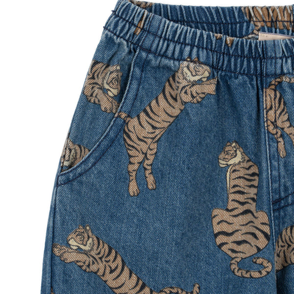 Magot Tiger Print Cotton Denim Pants